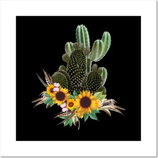 Succulents plants and sunflowers Posters and Art